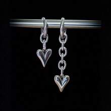Silver Plated Large Heart Shaped Pendant Earrings Valentines,Mom,Mother,Mother's Day,Gift - Silver - View 9