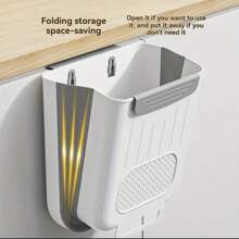 1 pieza Papelera de cocina plegable de montaje en pared, cubo de basura colgante de puerta de gabinete, sin necesidad de agacharse, papelera de sobremesa de gran tamaño, almacenamiento y organización convenientes, ahorra espacio para una cocina ordenada