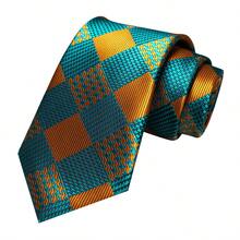 1/2/3/4/5件套男士双T1格子领带、丝缎领带、银色领带夹、口袋巾、袖扣和翻领别针，适合作为父亲节、周年纪念日、生日等场合的礼物。经典格纹图案与西装和燕尾服完美搭配，让您在任何场合都脱颖而出。非常适合商务、正式场合、派对、典礼、会议、休闲活动等男士领带 - 綠色 - 查看 16