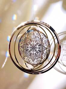 1 pièce Carillon rotatif en acier inoxydable avec motif mandala 3D pour la décoration de jardin en extérieur