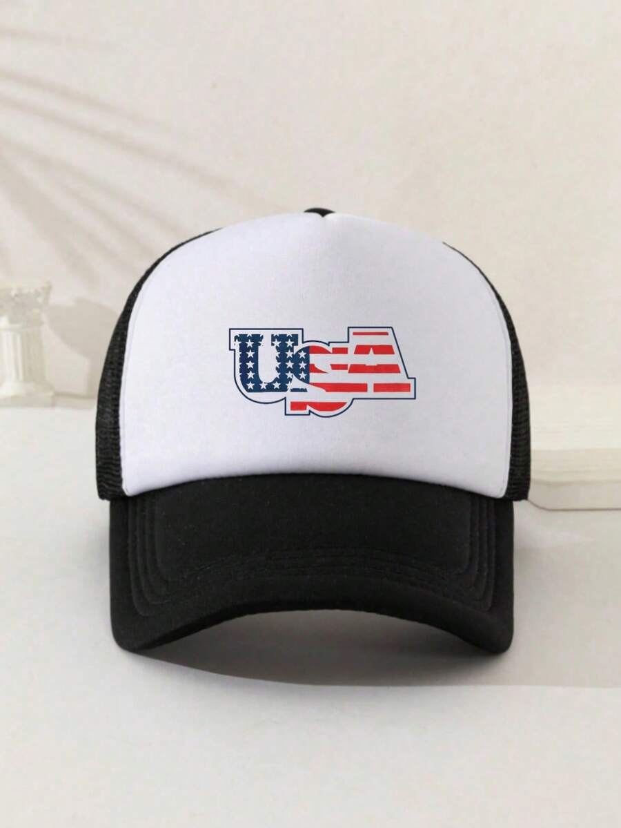 1pc USA Letter Printed Summer Breathable Mesh Baseball Cap - USA - View 1