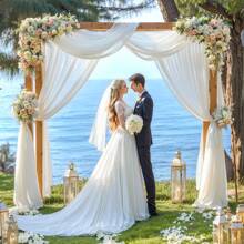 1 Piece Of Pure White Wedding Scene Decoration Gauze, White Wedding Background Decoration 30x236inch Wedding Gauze Decoration, Suitable For Wedding Decoration And Photo Booth Photography Decoration