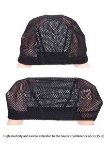 1 szt. czepek na perukę, czepek z wkładką do peruki, czepek z elastycznej siateczki z dużymi otworami, czepek z czarnej elastycznej peruki ze spandexu do wyrobu peruk, luźny regulowany pasek, lekki, oddychający, miękki, bezszwowa okrągła czepek, czepek do codziennej pielęgnacji koka, czepek do spania, czepek z siateczki o wysokiej elastyczności unisex (czepek na perukę M/L), jednolity kolor, swobodny, boho, poliester, pusty, do codziennego użytku, na wszystkie pory roku