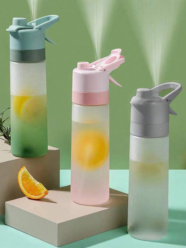 1pc 650ml Portable Sports Water Bottle, Suitable For Outdoor Activities - Creative Mist Cup, Spring/Summer Unisex Water Bottle, Student Water Bottle, For Outdoor Sports, Gym And Fitness Hydration - Leak-Proof, Pump Spray Water Cup, Black, Pink, Green, White