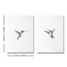 Set de 2 colibri neîncadrat schiță artă poster vintage tipărire canvas minimalistă păsări animale decor abstract de perete pictură retro pentru cămin, apartament, sufragerie, dormitor, decorațiuni moderne pentru casă