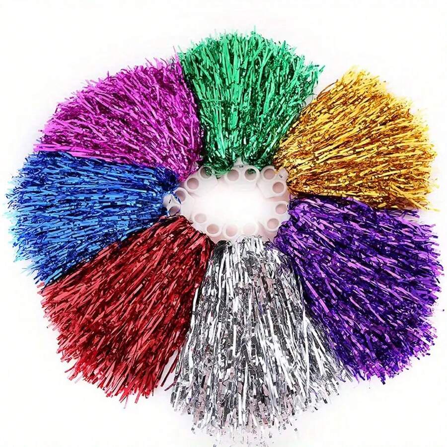 1/2pcs Cheerleading Team Holding Fluffy Ball Ribbon,Dance Performance Props, Square Dance Games Props, For Football, Basketball, Football And Sports Performances, Team Sports, Dance And Cheer Cheer Props - Multicolor - View 1