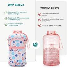 UKEIN Half Gallon Water Bottle With Storage Sleeve, 74oz Large Water Bottle With 2 Lids(Straw Lid And Chug Lid), Big Sports Water Jug For Gym With Strap, Drink Container With Handle - Red-Crowned Crane - View 5