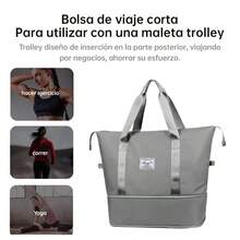 Bolsa de viaje plegable de gran capacidad para mujer, bolso de hombro portátil para ejerciciO, MULTIFUNCIONAL de gran capacidad. - Gris - Ver 6