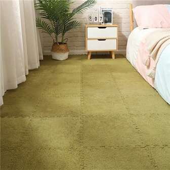 12pcs Solid Color Patchwork Carpet Rug Mats, Washable Non-Slip Dirt-Resistant, Suitable For Bedroom, Living Room, Balcony, Anti-Slip, Easy To Clean