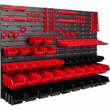 Werkstattregal 1152 x 780 mm Stapelboxen Lagersystem Wandregal Werkzeughalterungen Schüttenregal Sichtlagerkästen Extra Starke Wandplatte Regal Erweiterbar Lagerregal ITBNN600x4-U2001-MIX33 - Itbnn600x4-u2001-mix331 - Übersicht 2