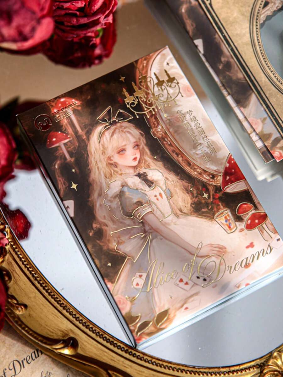 30pcs/Box Vintage Alice In Wonderland Postcard, Dreamland Alice Series, Suitable For Gift, Office, Home, Marking, Labels, Classroom, Entertainment Toys, Student Planner, Creative Retro Decoration Stickers, DIY Scenic Material - Multicolor - View 1