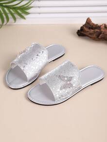 2025 New Summer Minimalist Fashion Outdoor Flat Slippers For Plus Size Women, Versatile - Silver - View 7
