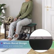 Sturdy Bamboo Shoe Rack Bench 3-Tier Shoe Organizer Storage Shelf For Entryway Hallway Bathroom Living Room Dark Brown - DarkBrown - View 6