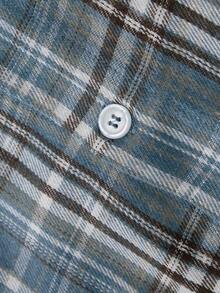 男士柔软舒适休闲蓝棕色格子长袖翻领衬衫，春秋季 - 彩色 - 查看 9