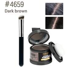 Goiple 5g Polvo fijador para la línea del cabello, resistente al agua, cobertura instantánea, ocultador de raíces, reparación de peluca de encaje, adecuado para rellenar sienes, cejas, barba, malla de peluca y frente, herramienta de maquillaje para mejorar el ocultador de bordes, incluye espejo pequeño, borla esponjosa y pincel para la línea del cabello. - Negro - Ver 13