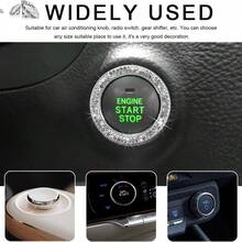 Pegatina/Calcomanía con botón de arranque del motor adornado con cristales y diamantes, accesorios brillantes para el interior del automóvil, anillo decorativo para la llave de encendido - Rosa - Ver 13