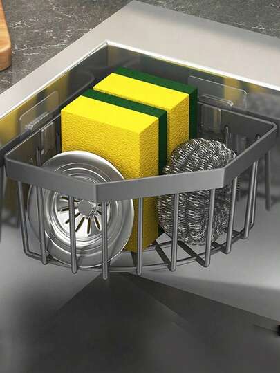 A Drain Rack In The Corner Of The Sink Suitable For Kitchen Use.