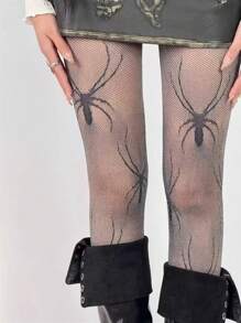 1 Piece Of Women's Lolita Spider Lace Patchwork Transparent Pantyhose, Personalized And Fashionable Long Tube Socks
