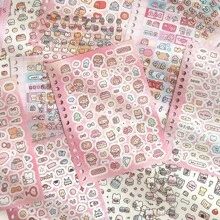 16 hojas de pegatinas, libro de pegatinas de nariz de , papel decorativo de collage hecho a mano, apto para varias escenas, estuche de teléfono móvil, pegatinas para tazas de agua, decoración de diario y álbum, accesorios, suministros escolares, de vuelta a la escuela