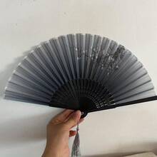 优雅复古花卉图案竹折扇 - 手工制作，高品质手扇，适合日常使用和文化活动 - 送给学生和传统主义者的理想礼物，竹子装饰 - 彩色 - 查看 5