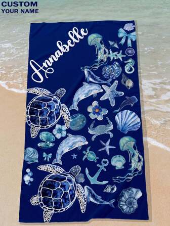 1pc Customized Pink Castle Text Personalized Beach Towel, Custom Pattern And Name Printed Bath Towel, Customized Pool Towel With Name, Beach Blanket For Outdoor, Birthday Holiday Gift For Dad, Mom, Family, Boyfriend, Girlfriend Bathroom Decor Summer Travel Essentials Travel Accessories Beach Essentials,Vacay Vibes