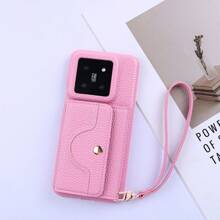 Funda de teléfono con billetera y cordón texturizado de lichí compatible con Apple iPhone 16 16E 15 14 Plus 13 12 11 Pro Max, diseño minimalista de unicolor adecuado para Pixel 4 XL 6 7 8 9 Pro 6a 7a 8a, compatible con Samsung Galaxy A15 A16 A25 A36 A56 A73 A06 A03 A03S A04S A81 A12 A13 A14 A22