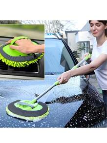 114cm Car Wash Brush Long Handle Car Wash Brush Kit - Gentle On Paint, Effective Cleaning Tool For Cars, Trucks, SUVs, RVs, Trailers - Soft Brush, Microfiber Sponge, Cleaning Gloves For Meticulous Cleaning, No Battery Required