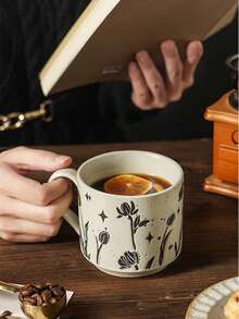 咖啡杯粗陶杯马克杯家用手绘釉下复古创意陶瓷杯古风ins风创意个性复古家用水杯咖啡杯夏季补水复古饮水杯美学办公室补水节日水杯床头水壶办公室补水简约水杯