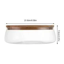Rainaut Glass Bowl With Wooden Lid - Versatile Snack Serving Tray For Candy & Nuts, Round Food Storage Platter - Clear - View 2