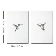 Set de 2 colibri neîncadrat schiță artă poster vintage tipărire canvas minimalistă păsări animale decor abstract de perete pictură retro pentru cămin, apartament, sufragerie, dormitor, decorațiuni moderne pentru casă