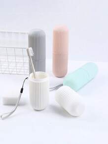1pc All-In-One Travel Toothbrush Case - Compact Mouthwash And Toothpaste Holder, Bathroom Toothbrush And Toothpaste Cup, Suitable For Traveling, Used To Maintain Oral Hygiene When Going Out (Rope Color Is Random), Toothbrush Cover,Suitable As A Holiday Gift, Birthday Gift,Travel Essentials,Holiday Essentials,Daily Necessities