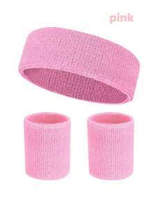 3件套户外运动吸汗带和腕带套装，夏季吸湿排汗头带和腕带，纯色吸汗带，弹性吸汗带，适用于网球等运动，适合夏季户外运动、跑步、网球、篮球、跳绳、徒步、骑行和健身房锻炼。 - 彩色 - 查看 13