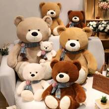 Valentine's Day New Scarf Teddy Bear Plush Toy Cute Mother's Day Oversized Cuddle Bear Plush Animal Doll Soft Bear Pillow Doll Lover Girlfriend Perfect Gift Wedding Decoration Children's Soothing Toy Birthday Gift Party Decoration Valentine's Day Gift, Nap Pillow Office, Love Bear