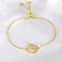 1 件优雅可调节“妈妈”MaMa 字母金手链镶嵌方晶锆石铜 18k 镀金女士时尚珠宝送给妈妈的完美生日礼物 - 金色 - 查看 10