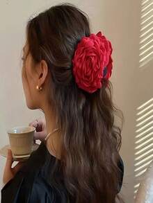 1/3 piezas de pinza de pelo de mujer de unicolor, simple y elegante de 9 cm de tela con rosa de múltiples capas, adecuada para moños elegantes, apta para uso diario de verano, accesorios bohemios de San Valentín, rosa, accesorios para el cabello, pinzas para el cabello, pasadores para el cabello, sujetadores para el cabello, accesorios para el cabello, accesorios para la playa, accesorios para el cabello de otoño e invierno para mujer, accesorios para vacaciones