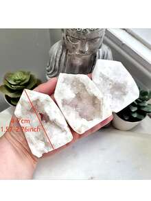 1pc White Quartz Geode Towers, Raw Quartz Clusters, Crystal Tower Point,Raw Geodes, Crystal Collector, Sparkling Geode Home Decor,Crystal Gift - White - View 5