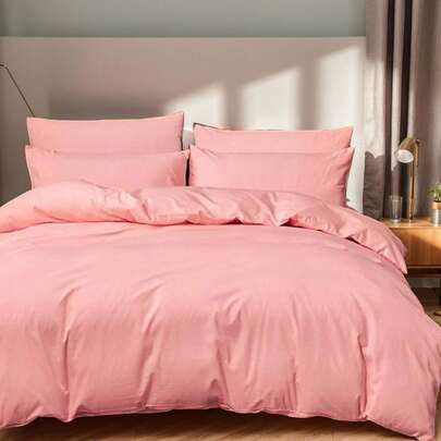 2/3pcs Duvet Cover Set, Bedding Set, Solid Color Skin-Friendly Comforter Cover Set, Simple Style Quilt Cover Set, Soft And Comfortable Bedding Set For Bedroom, With Zipper Closure Corner Ties, Washed Microfiber Duvet Cover, Breathable,Lightweight And Ailky Smooth,Suitable For All Seasons, Twin/Queen/King,1pc Duvet Cover And 2/1pc Pillowcase