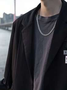 1pc/Set Titanium Steel Cuban Link Chain Necklace, Hip Hop Rock Sweatshirt Chain Accessory, 3mm Width, Fashionable Versatile DIY Jewelry, Won't Fade Or Discolor Fathers Day Gift School Jewelry Men Y2k Accessories Goth Chains Jeans Accessories Gothic Jewellery Back To School Street Halloween Accessories Punk Streetwear Accessories