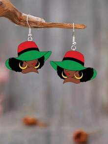 1對優雅性感女款吊墜耳環，壓克力印花設計，不鏽鋼耳鉤，輕盈時尚，適合日常佩戴與派對慶典，節日禮物，萬聖節、聖誕節禮物 - A - 查看 2
