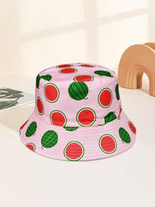 1pc Women Watermelon Printed Reversible Bucket Hat, Sun Protection Casual Versatile Summer Hat For Outdoor Use - Multicolor - View 16