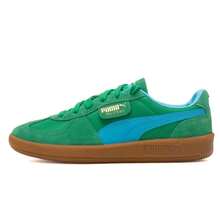 Puma Zapatillas de deporte transpirables con estilo vintage Palermo, zapatos para ir al trabajo, zapatos para correr, zapatos casuales para viajar - Verde brillante azul lago - Ver 1