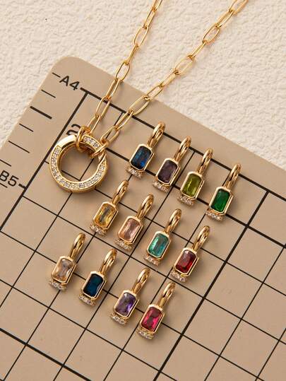 1 件 18K 镀金彩色时尚优雅项链，宝石吊坠项链配饰适合日常佩戴，可作为送给妻子和母亲的礼物
