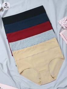 5 件套女士中腰透气纯棉三角裤 - 彩色 - 查看 7