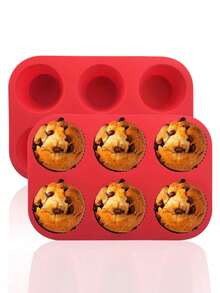 1 件 6/12 杯硅胶松饼盘，用于制作蛋糕、松饼、巧克力、面包、蛋挞和其他甜点，圆形松饼杯饼干蛋糕烘焙硅胶模具、冰淇淋果冻模具、香薰蜡烛模具 - 彩色 - 查看 1