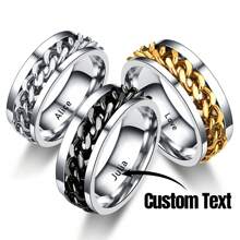Personalized Spinner Ring Fidget Anxiety Ring For Men -Customized Stylish Curb Chain Inlay With Solid Stainless Steel Cool Ring For Quality And Durabilit,Size 7-13