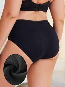 HANQIYA 5pcs/Pack Women Plus Size High Waist Cotton Solid Color Full Coverage Comfortable Casual Briefs