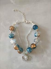 100 件 8 毫米/10 毫米裂纹玻璃珠 - 水晶冰玻璃隔珠，用于 DIY 珠宝制作（项链/手链/耳环工艺用品