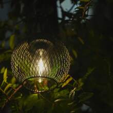 1pc Outdoor Solar Hanging Lamp, Iron Wire Cage With Tungsten Filament Bulb, Decorative Garden Lighting For Garden, Yard, Balcony, Patio, Path