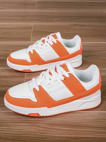 Sapatos Esportivos Casuais Confortáveis de Solado Plano à Prova d'Água com Efeito de Couro, Adequados para Uso Externo, Todas as Estações