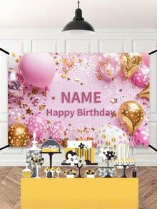 1件定制粉色闪光气球生日派对背景，搭配波点气球 - 个性化生日快乐横幅，提供3种尺寸可选，是周年纪念庆祝活动和拍照背景装饰的理想之选！多功能、装饰性强、可定制字母、时尚、现代、色彩缤纷、可爱、休闲、可定制、个性化、独特、定制，是送给他的理想礼物，适合儿子、女儿、儿童、盛大晚会、旅行、学校等场合。 - 彩色 - 查看 6
